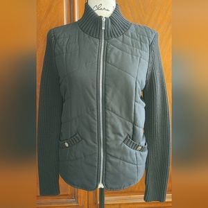 Jones New York Sports, sweater jacket with quilted front, black, size M